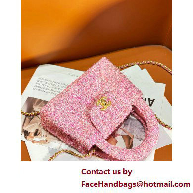 Chanel Cotton Tweed  &  Gold-Tone Metal Mini Shopping Bag AS4416 Pink 2025